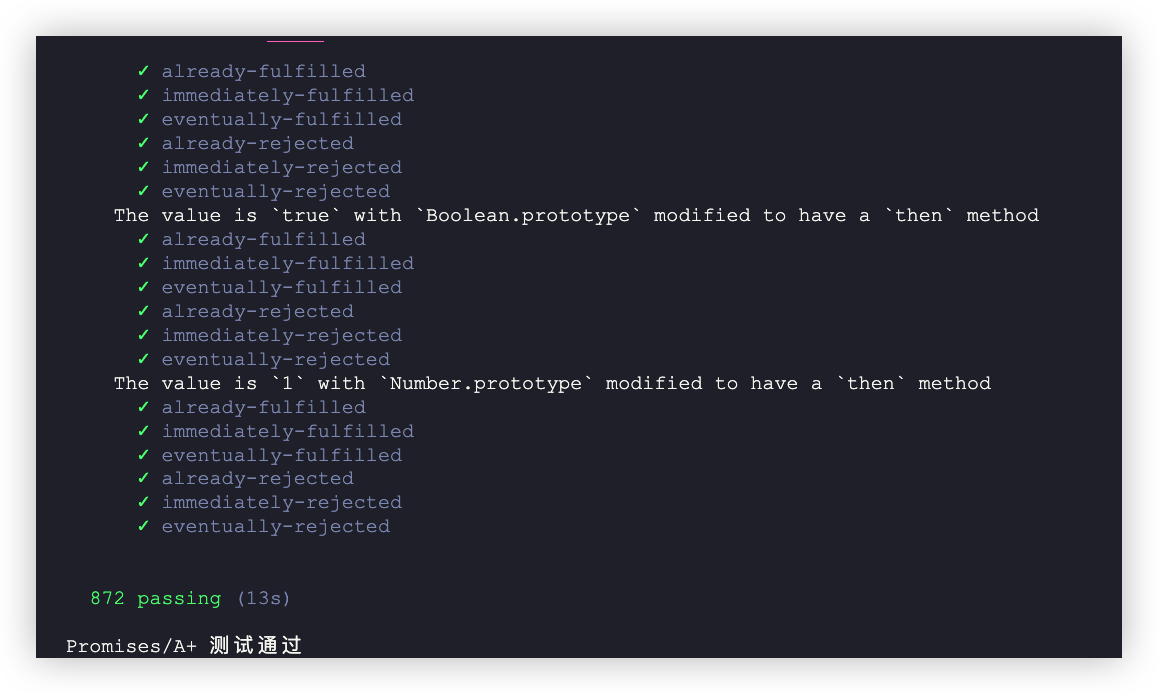Promises/A+ 测试结果